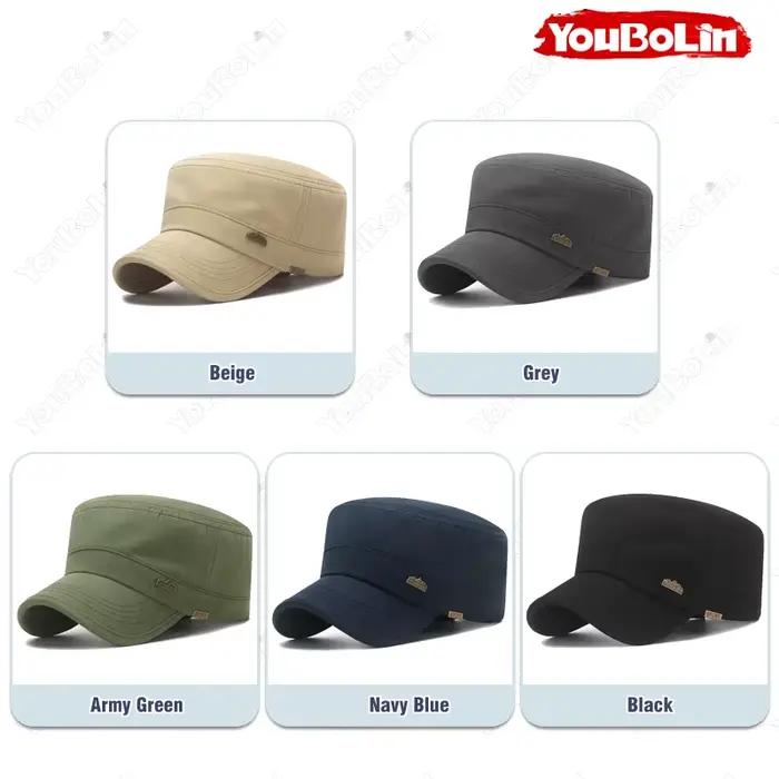 Casquette militaire à calotte plate pour homme pour les journées à la plage – Chapeau léger de protection solaire pour
