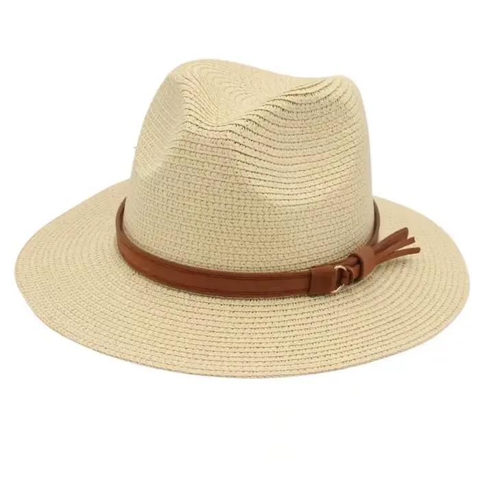 Chapeau Panama Printemps-Été avec ceinture jaune