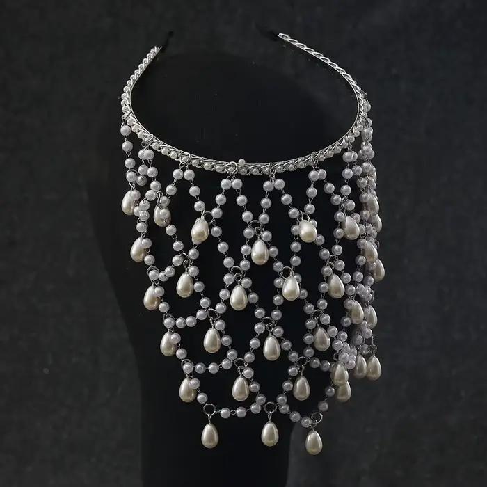 Grand chapeau au Crochet perlé transparent fait à la main