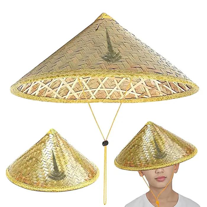 Chapeau de pêcheur rétro chinois en bambou et rotin