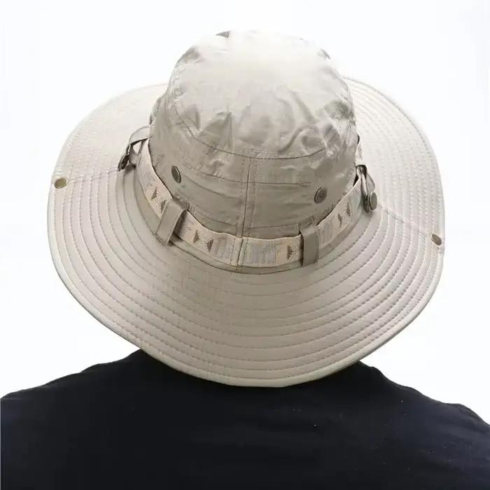 Chapeau de pêcheur en polyester pour hommes, chapeau seau d'été large bord, protection UV, randonnée, safari, chasse, plage, activité extérieure