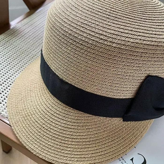 Chapeau de paille décontracté à large bord avec nœud tressé