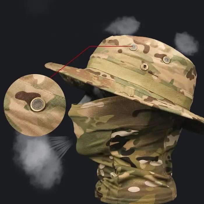 Chapeau Boonie Protection Solaire Masque Facial Coupe-Vent Randonnée Pêche Camping Voyage Polyester Blanc Bleu Ciel Clair Gris Foncé Ivoire Lavande Multi Vert Armée Occasions Extérieures