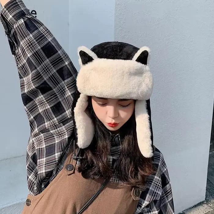 Cache-oreilles pour femmes en polyester chaud résistant au froid chapeau de bombardier hiver élégant et douillet pour sorties extérieures occasions spéciales