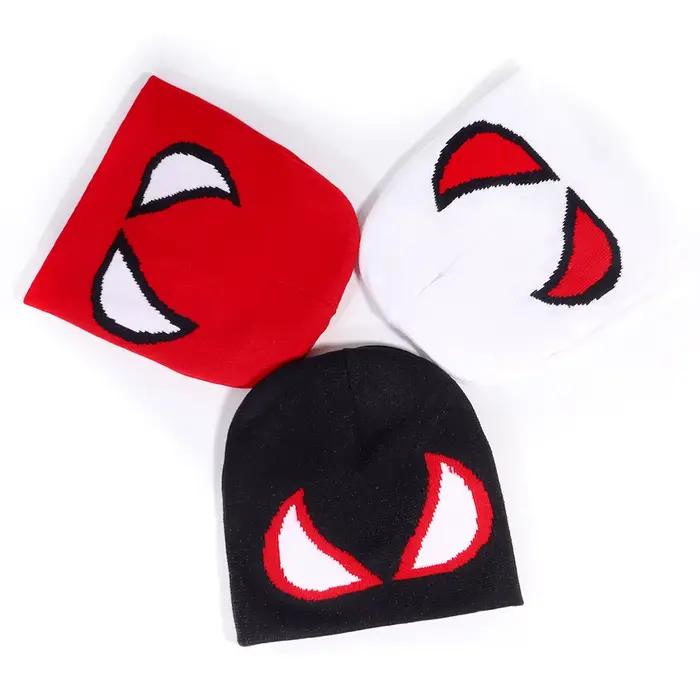 Chapeau tricoté chaud motif d'oeil géométrique Style de rue unisexe automne hiver mode personnalité