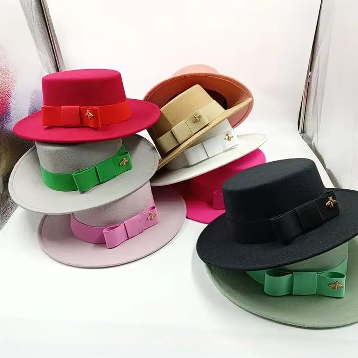 Chapeau Fedora en feutre blanc pour hommes