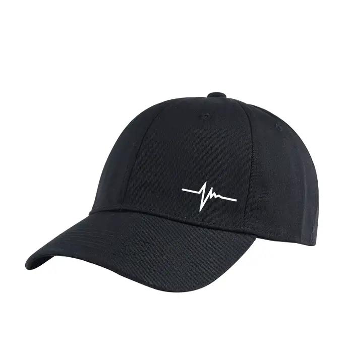 Casquette de baseball à visière souple avec imprimé Heartbeat | Chapeau de soleil décontracté unisexe réglable