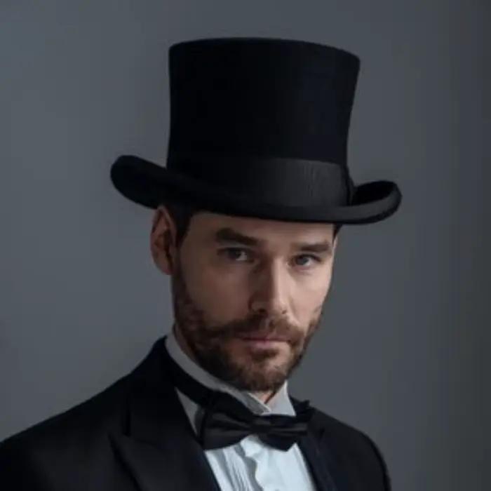 Chapeau haut de 25cm, cylindre traditionnel en laine