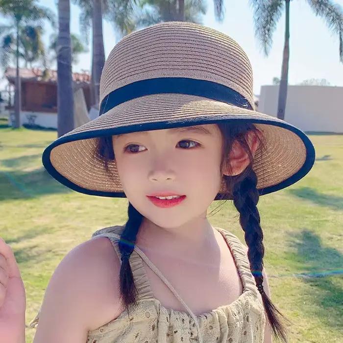 Chapeaux de paille avec nœud en ruban pour enfants