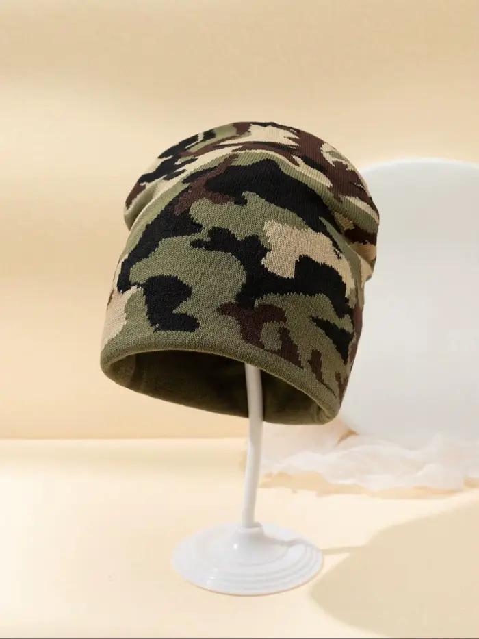Chapeau tricoté de Camouflage couleur bloquée automne et hiver nouveau chaud Hip Hop multi fonctionnel mode de rue en