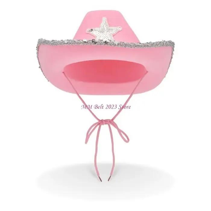49ME Chapeau cowboy rose pour filles