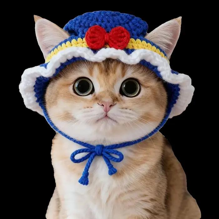 Nouveau chapeau de chat drôle raffiné élastique accessoires de séance Photo chiot chatons tricoté