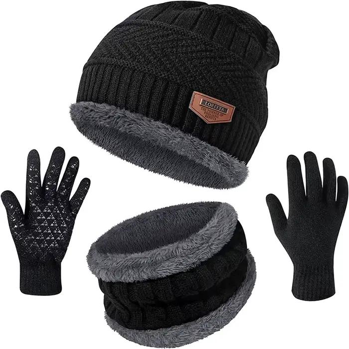 Hiver hommes femmes épais Bonnet chapeau tricoté
