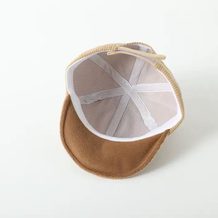 Nouveau chapeau de bébé en velours côtelé couleur unie mignon ours oreille réglable casquettes de Baseball nouveau-né enfant en bas âge garçon fille chapeaux de soleil hiver printemps