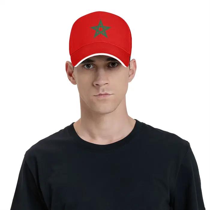 Casquette de baseball unisexe avec drapeau du Maroc, casquette de camionneur, couvre-chef quotidien unique, casquette réglable à fermeture snapback pour homme et femme, polyester robuste, design audacieux, multicolore, quatre saisons, activité quotidienne