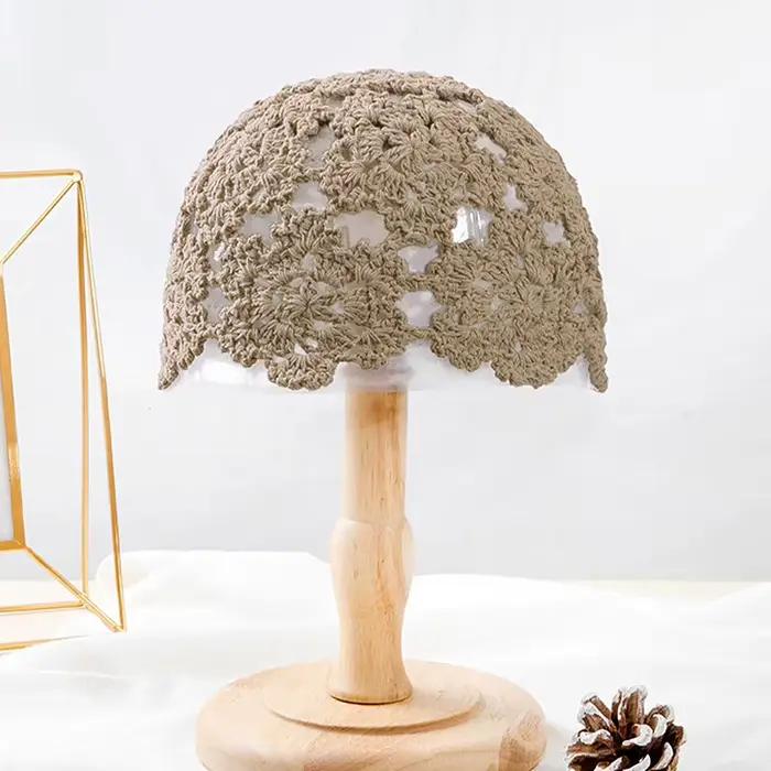 Chapeau de broderie de fleurs au crochet creux, bonnet rétro français pour femmes, accessoire mode polyvalent pour toutes les saisons et occasions décontractées