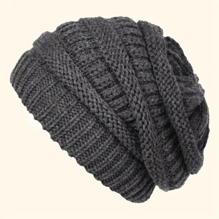 Bonnet tricoté chaud, doux et élastique sans bord