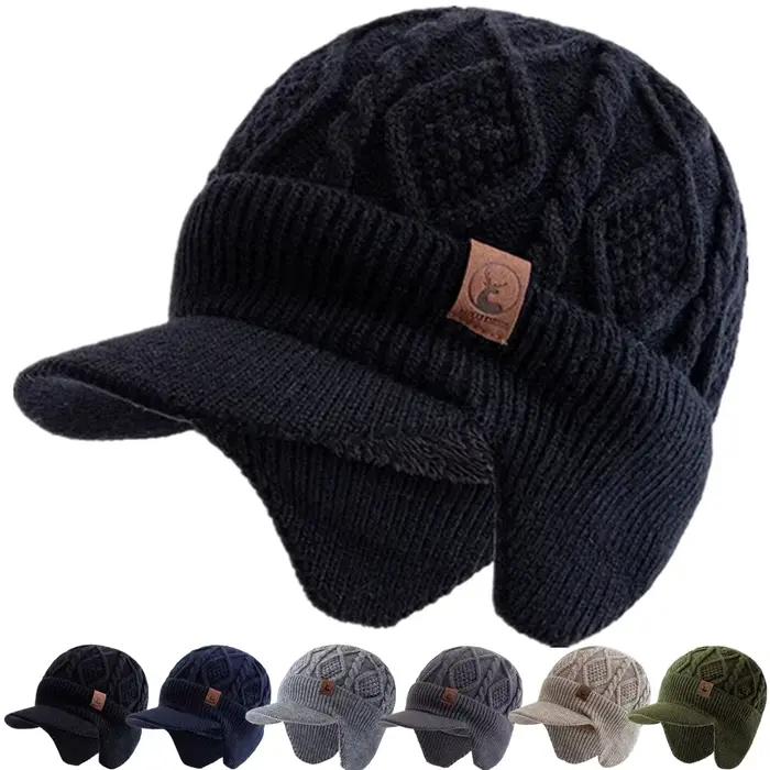 Offre spéciale unisexe hiver chapeau en peluche fourrure doublé chaud oreillette casquette élégant doux bonnet