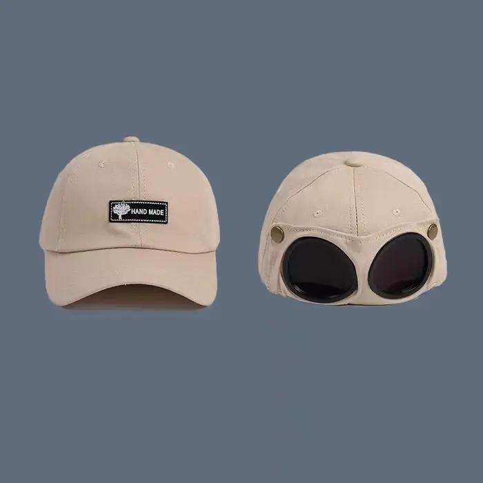 Nouvelle Casquette de Baseball Aviateur Tendance avec Lunettes Intégrées – Unisexe pour Homme et Femme