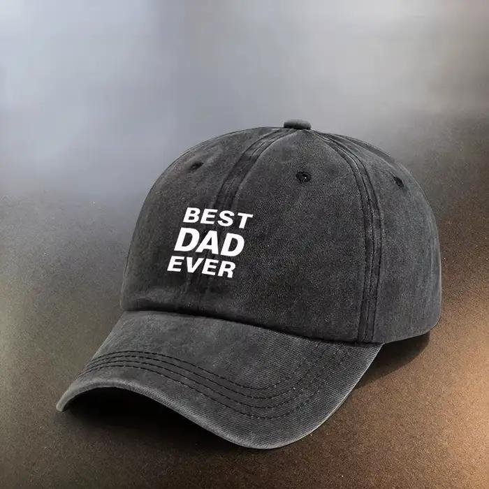 Casquette de baseball vintage délavée avec impression « BEST DAD EVER »