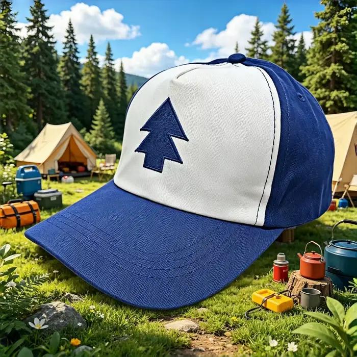 Casquette de baseball bicolore brodée motif pin - Chapeau de soleil naturel ajustable à bord incurvé pour l'extérieur - Convient aux hommes et aux femmes