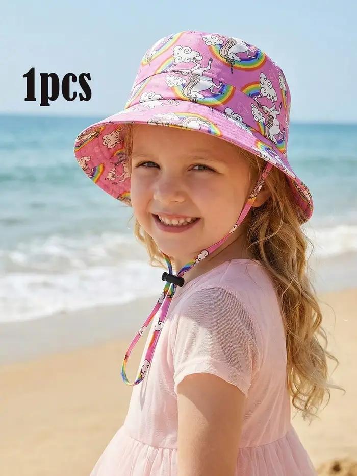 Chapeau seau de couleur unie pour filles de 3 à 8 ans