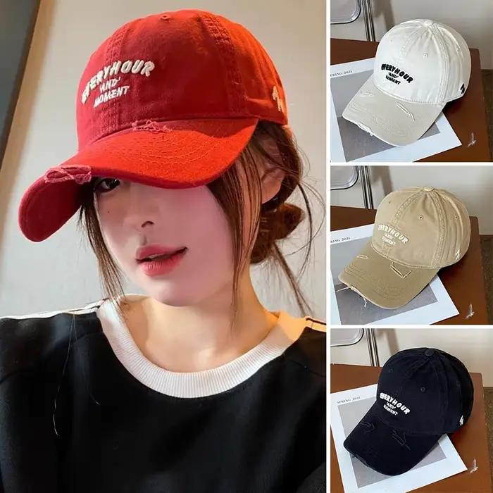 RICYGVM chapeau de Baseball rouge pour femmes lettre brodée casquette de langue de canard Sport de plein air