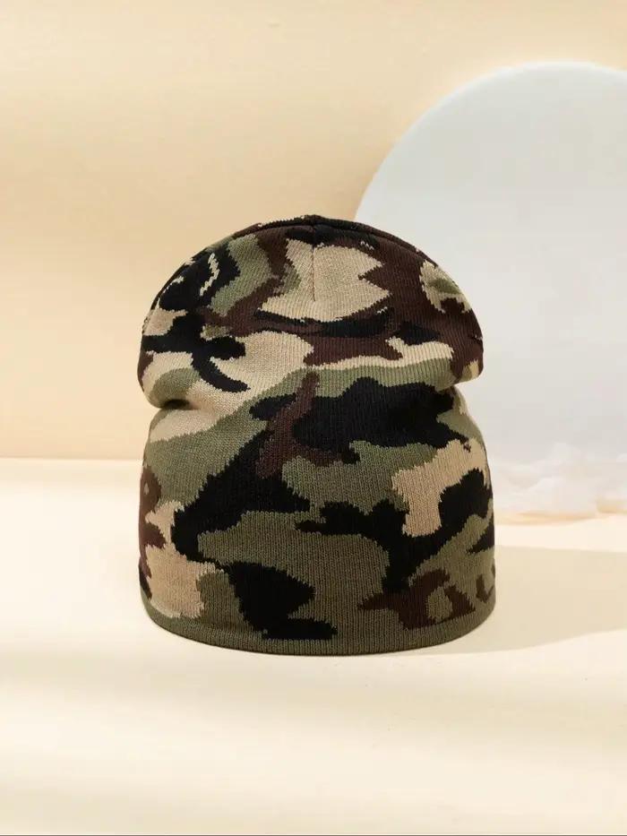 Chapeau tricoté de Camouflage couleur bloquée automne et hiver nouveau chaud Hip Hop multi fonctionnel mode de rue en