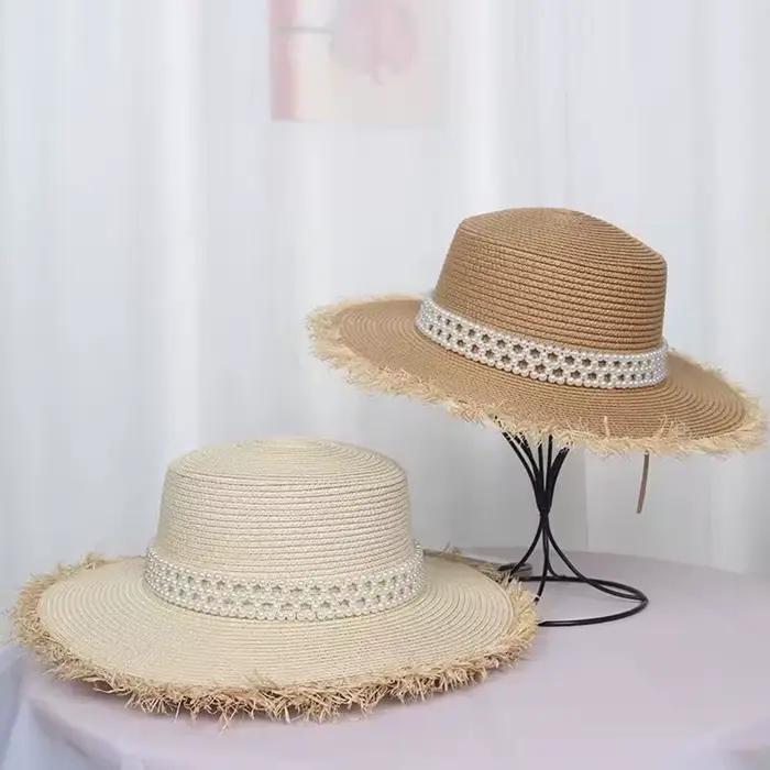 Chapeau de soleil d'été en paille pour femmes