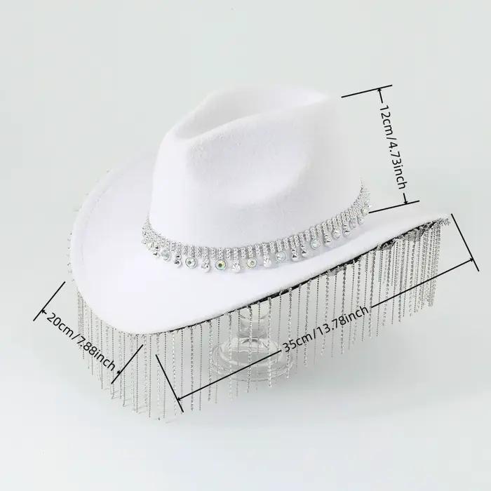 Chapeau de Cowgirl avec pompon en strass pour femmes