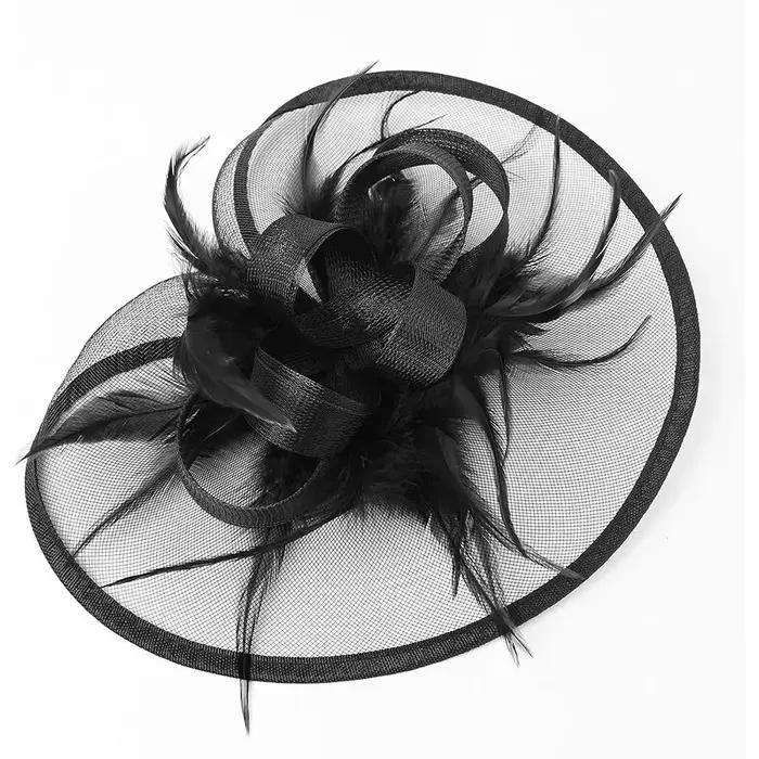Chapeau Fascinator Élégant Vintage Femme Orné de Fleurs Plumes Fêtes Thé Kentucky Derby Occasions Spéciales