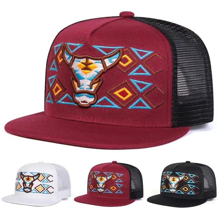 Casquettes de baseball unisexes brodées tête de bœuf style hip-hop