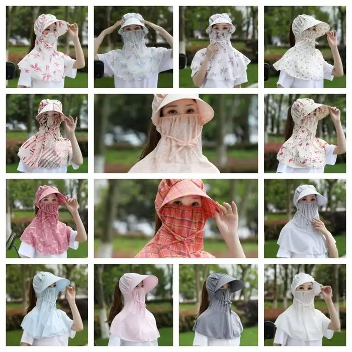 Chapeau de soleil anti-UV avec masque et protection de cou intégrée