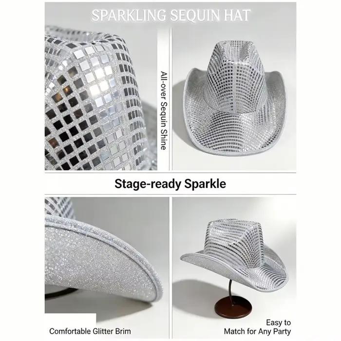 Chapeau de cowboy western vintage à paillettes brillantes