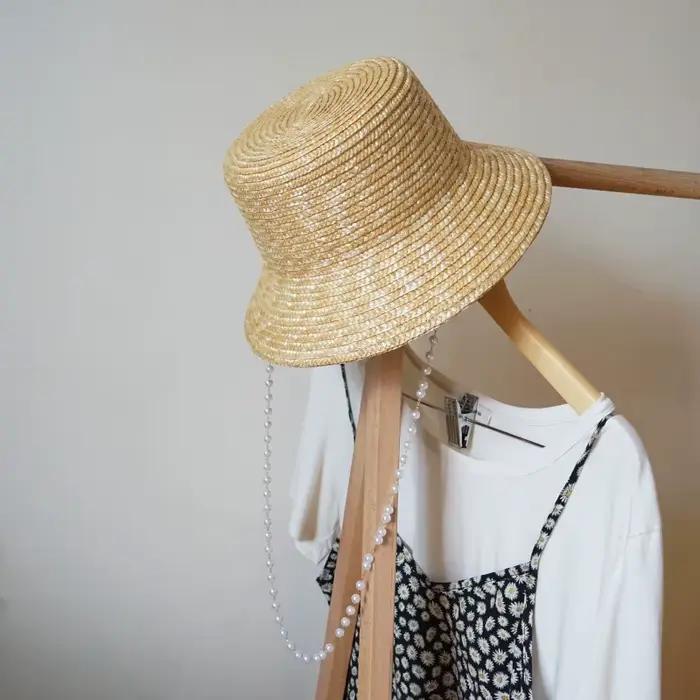 Chapeau d'été en paille de perles pour femme