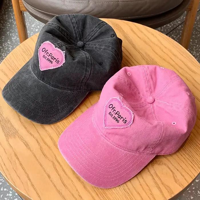 Casquette de baseball brodée motif cœur pour femme coton polyester réglable printemps été ocassions décontractées