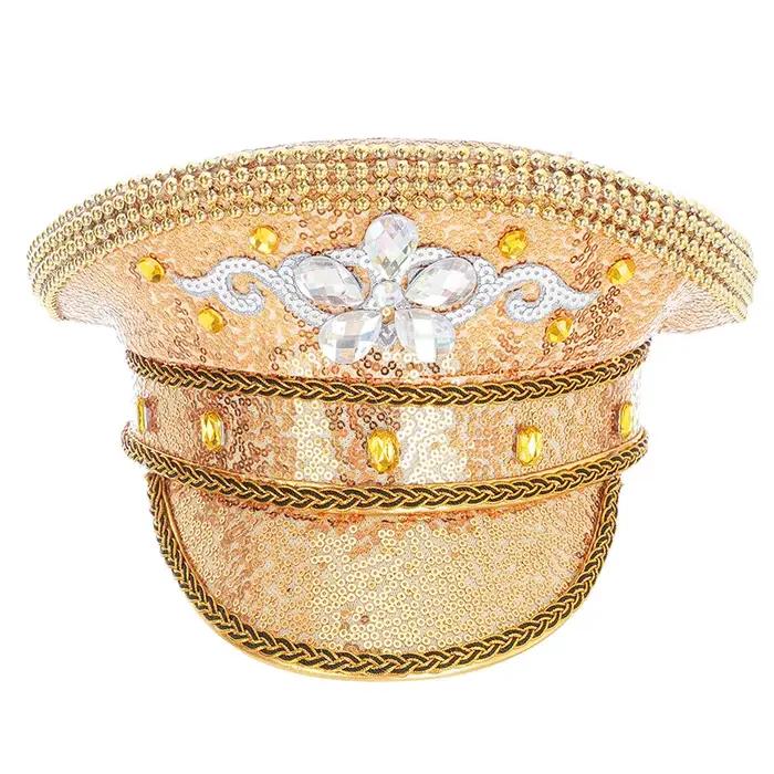 Chapeau de Luxe à Paillettes Dorées pour Homme et Femme