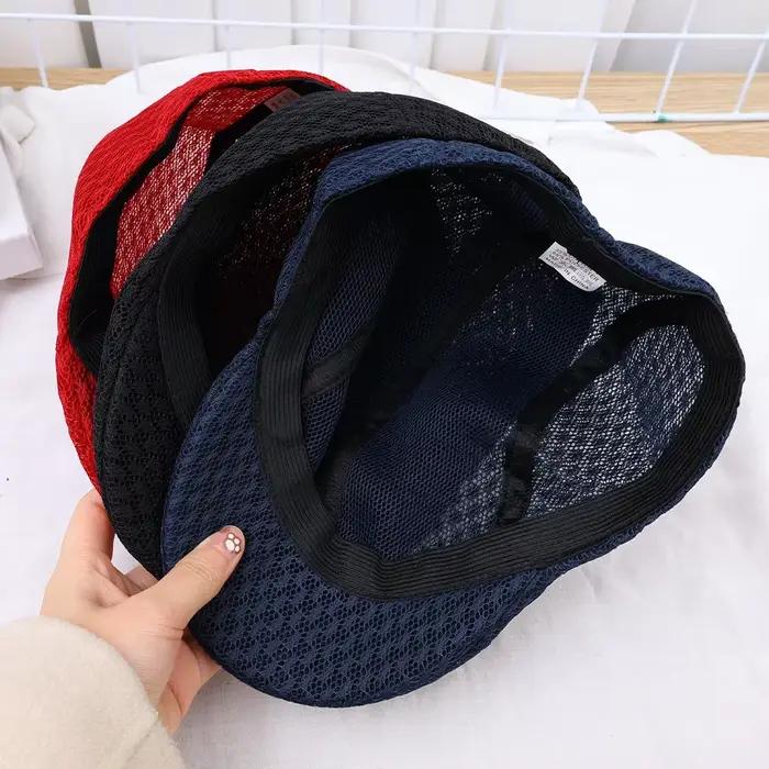 Béret d'été rétro en polyester doux pour homme, béret de rue vintage imperméable, casquette de gavroche pour sorties quotidiennes et activités extérieures