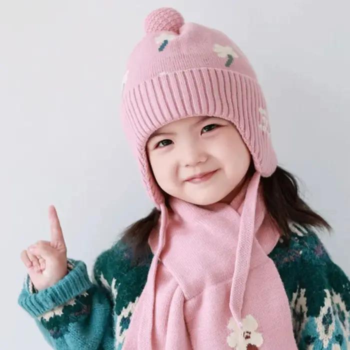 Chapeau de pêcheur en polyester doublé polaire pour enfants, coupe-vent, à lacets, pour 4-6 ans, style sportif, protection thermique des oreilles, occasions spéciales