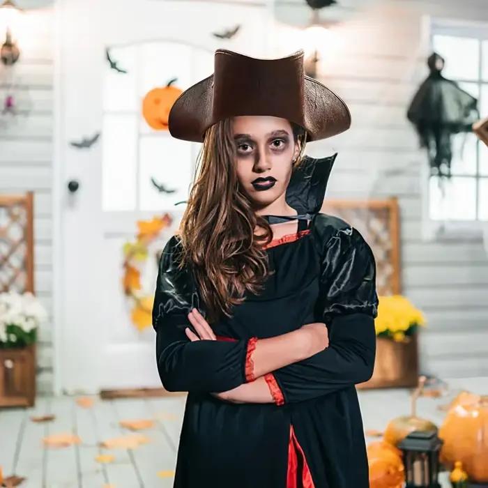 Capitaine Pirate des Caraïbes Chapeau tricorne en cuir marron Unisexe Cowboy CosplayParty Costume