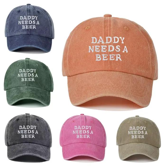 Casquette de baseball 'Daddy Needs A Beer' en denim délavé