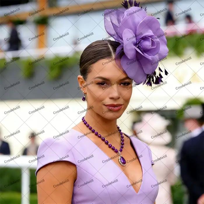 Mariage grande fleur Fascinator chapeau pour femmes Royal Ascot chapeaux dames église course fête cheveux accessoires