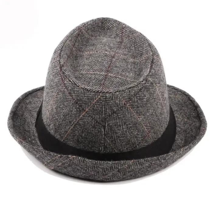 Chapeau bol pour hommes Style occidental à carreaux fudoras