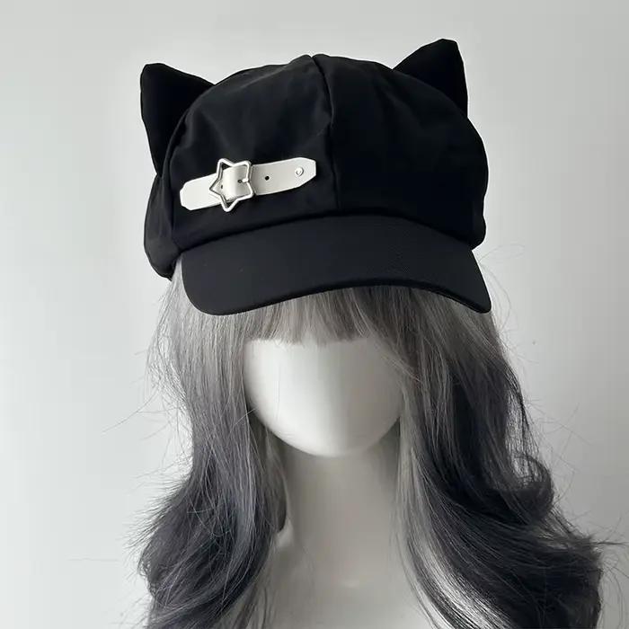 Béret gothique Lolita avec oreilles de chat pour femmes