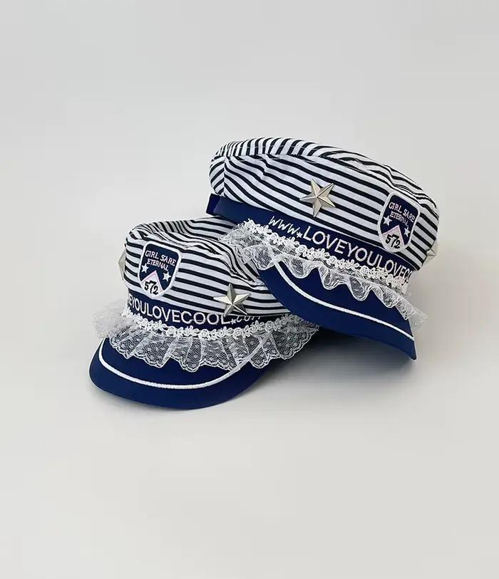 Chapeau femme octogonal rétro marin blanc polyvalent pour vacances et occasions spéciales