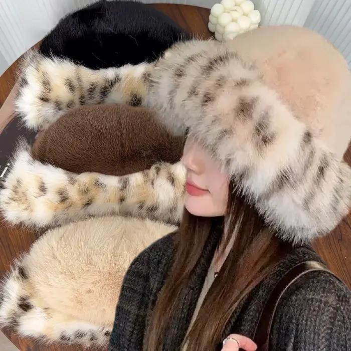 Femmes mongole en peluche casquette de fourrure automne et hiver mode chapeau chaud moelleux ski équitation en plein