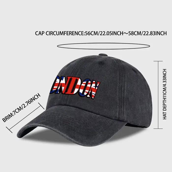 Casquette de baseball unisexe réglable avec imprimé drapeau britannique LONDON