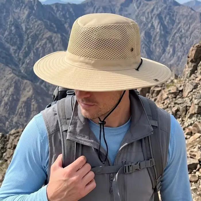 Nouveau chapeau de pêche à large bord en maille