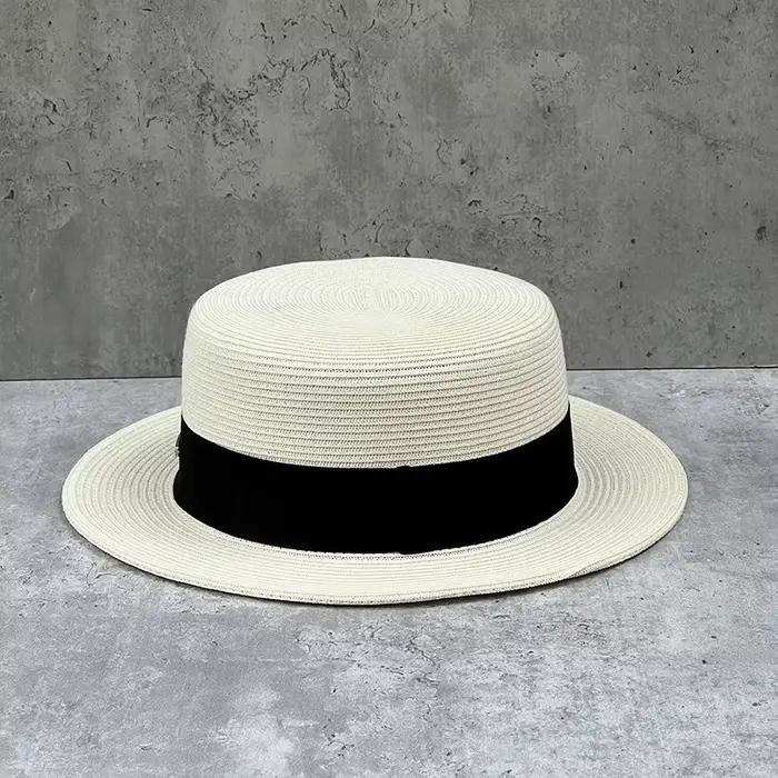 Chapeaux de bateau de paille de Style français pour femmes et hommes
