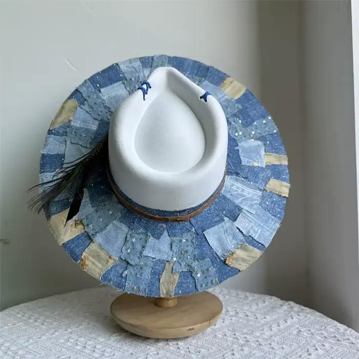 Chapeaux en daim marque designer denim applique mode chapeau